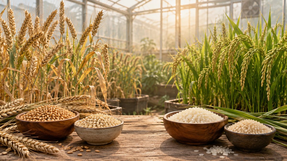 Céréales soumises à la chaleur avec comparaison de grains