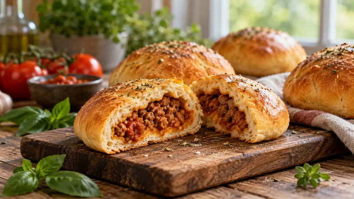 Buns salés maison garnis de sauce bolognaise