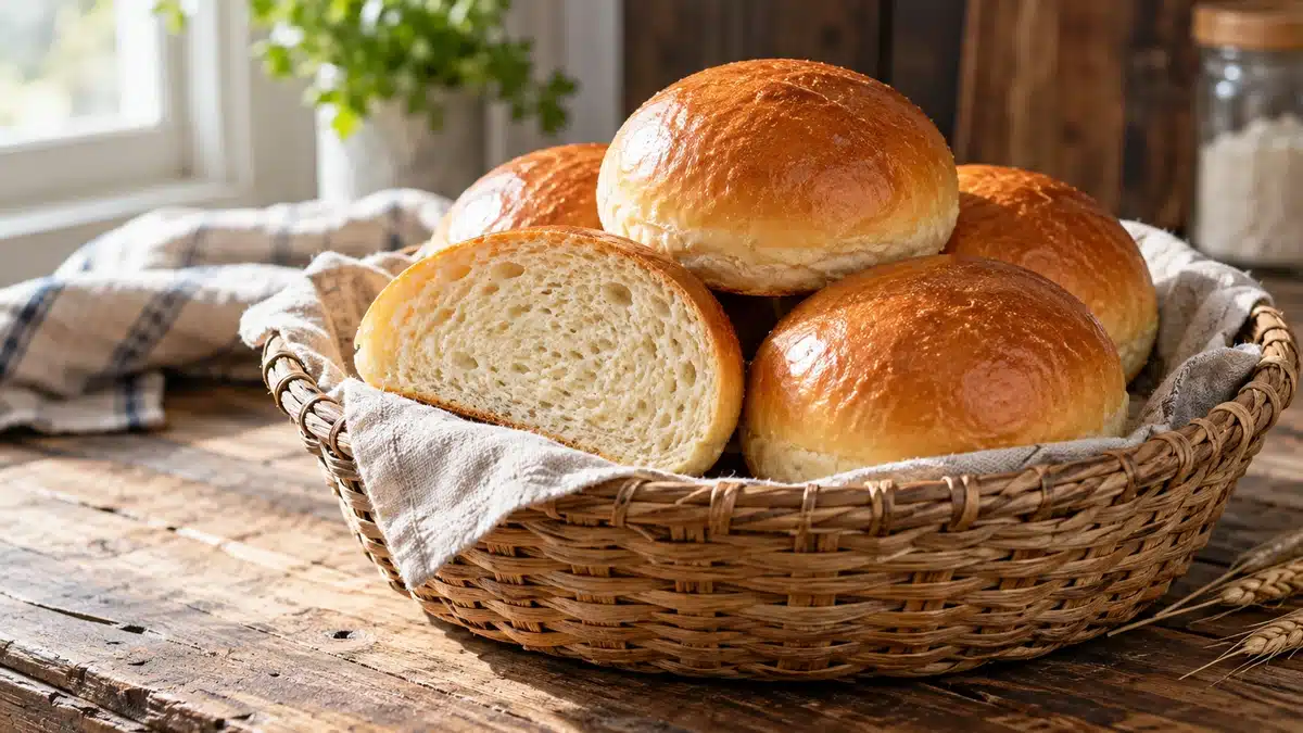 Petits pains ronds maison à la mie moelleuse pour burgers