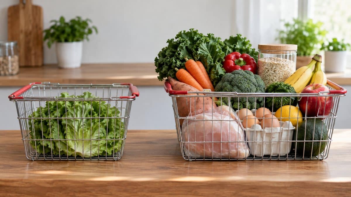 Comparaison entre des courses alimentaires restrictives et variées