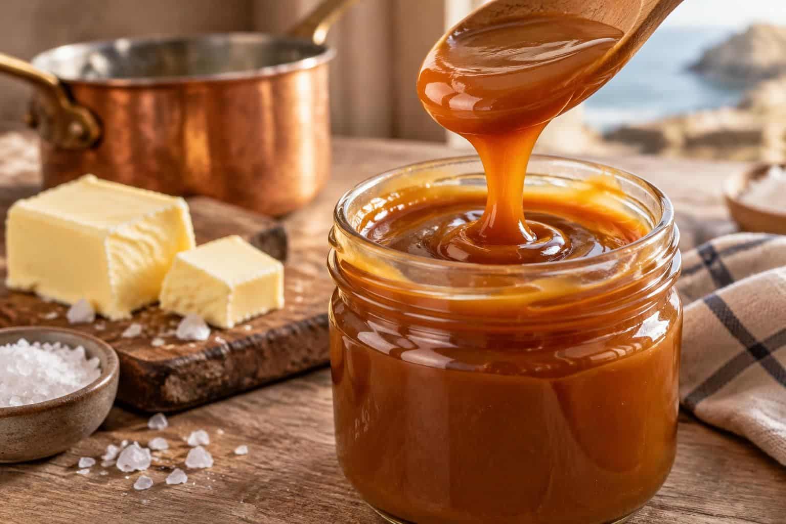 découvrez une recette bretonne de caramel au beurre salé, onctueuse et facile à réussir, idéale pour napper crêpes, desserts et gourmandises.